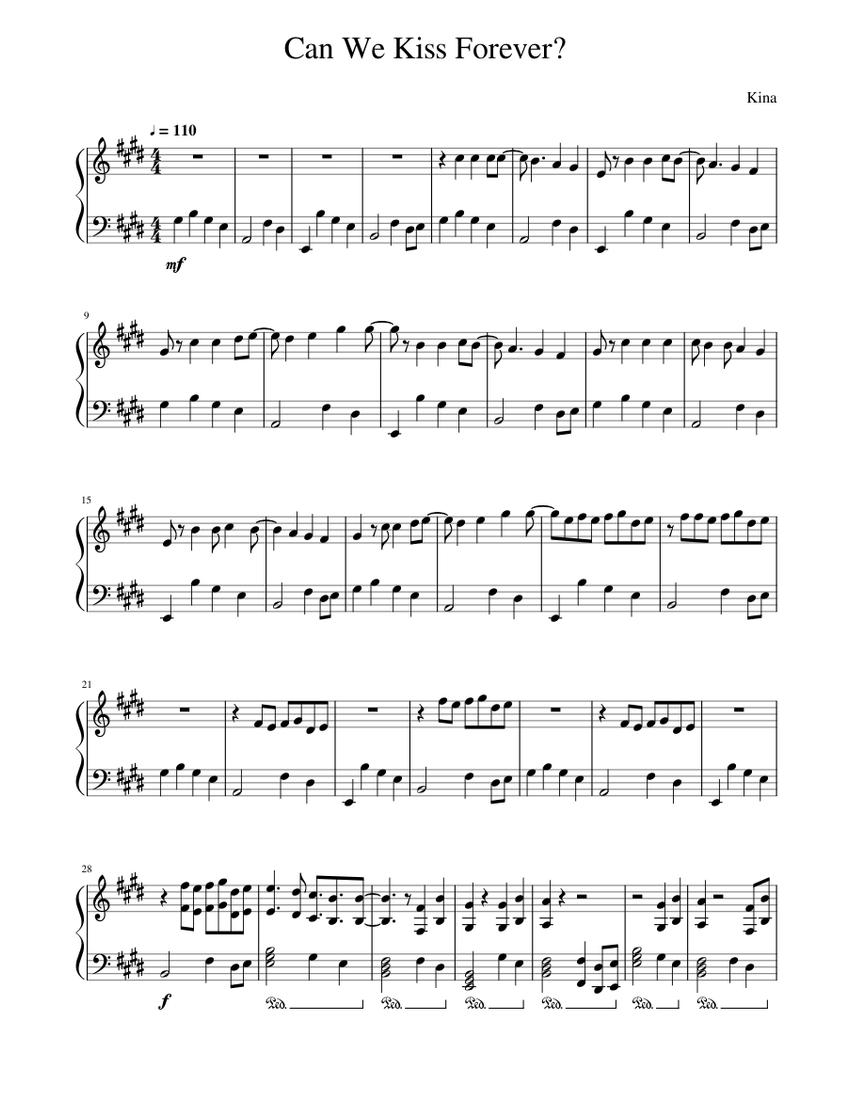 can we kiss forever? Sheet music for Piano (Solo) | Musescore.com