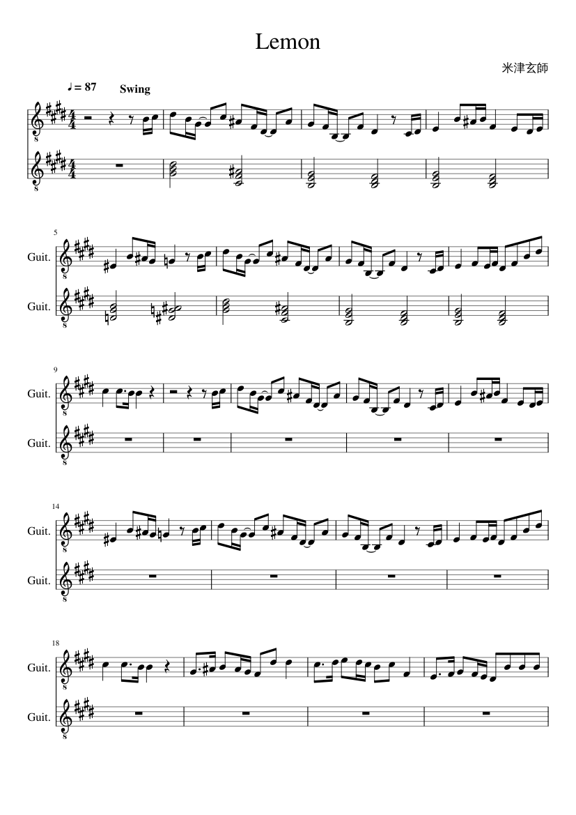 Lemon Sheet music for Guitar (Mixed Duet) | Musescore.com