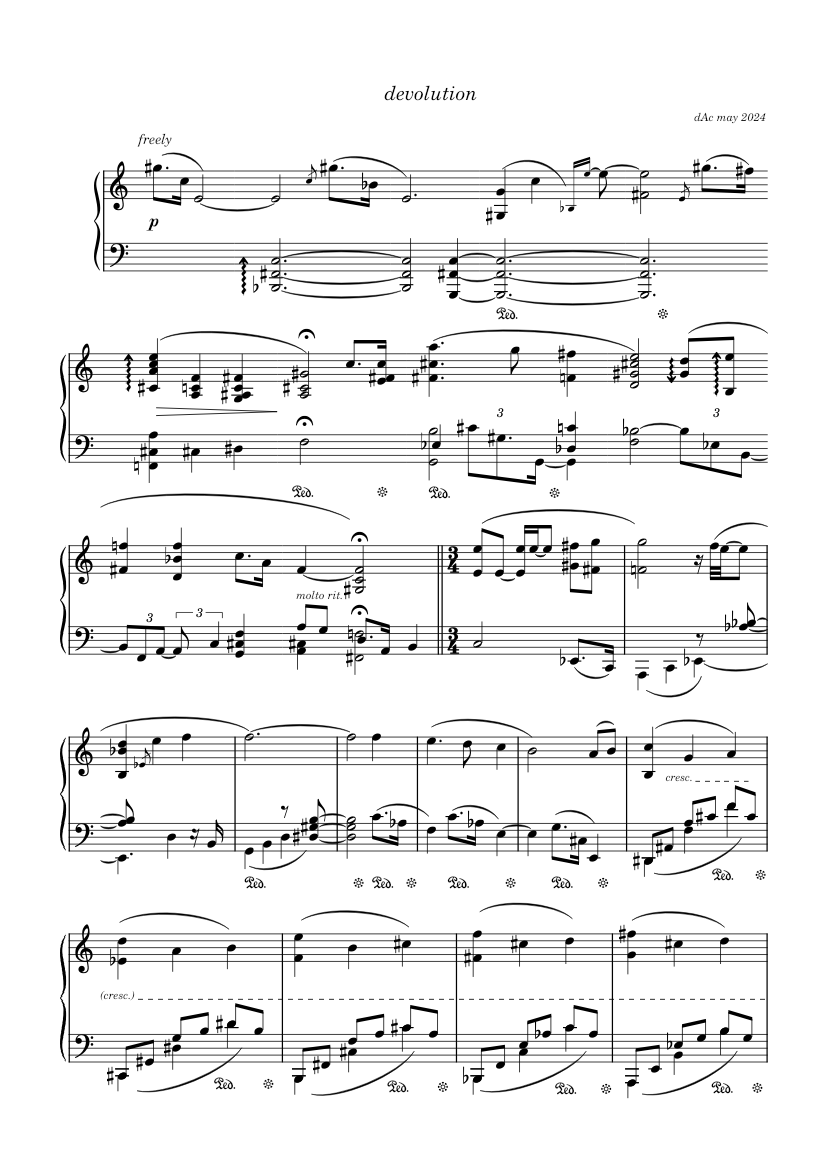 Note Devolution devolution Sheet Music for Piano (Solo) | MuseScore.com