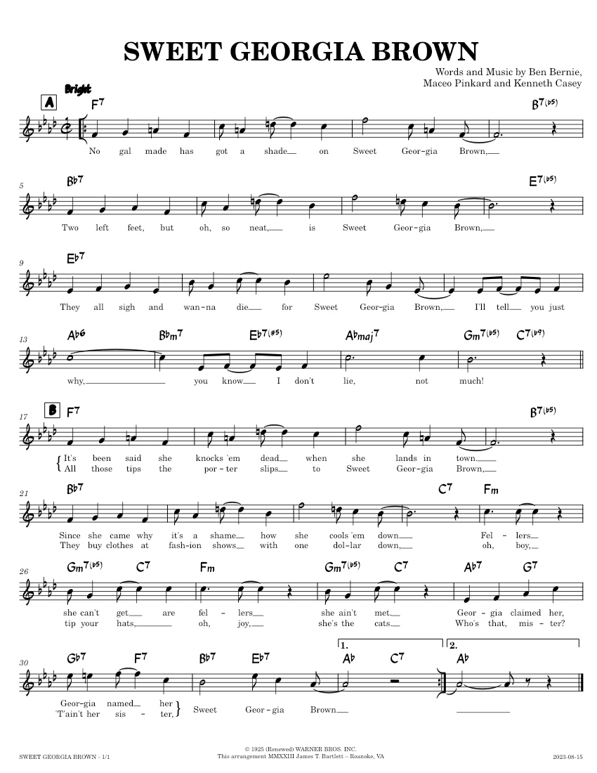 Sweet Georgia Brown [lead sheet - Ab] Sheet music for Piano (Solo) Easy