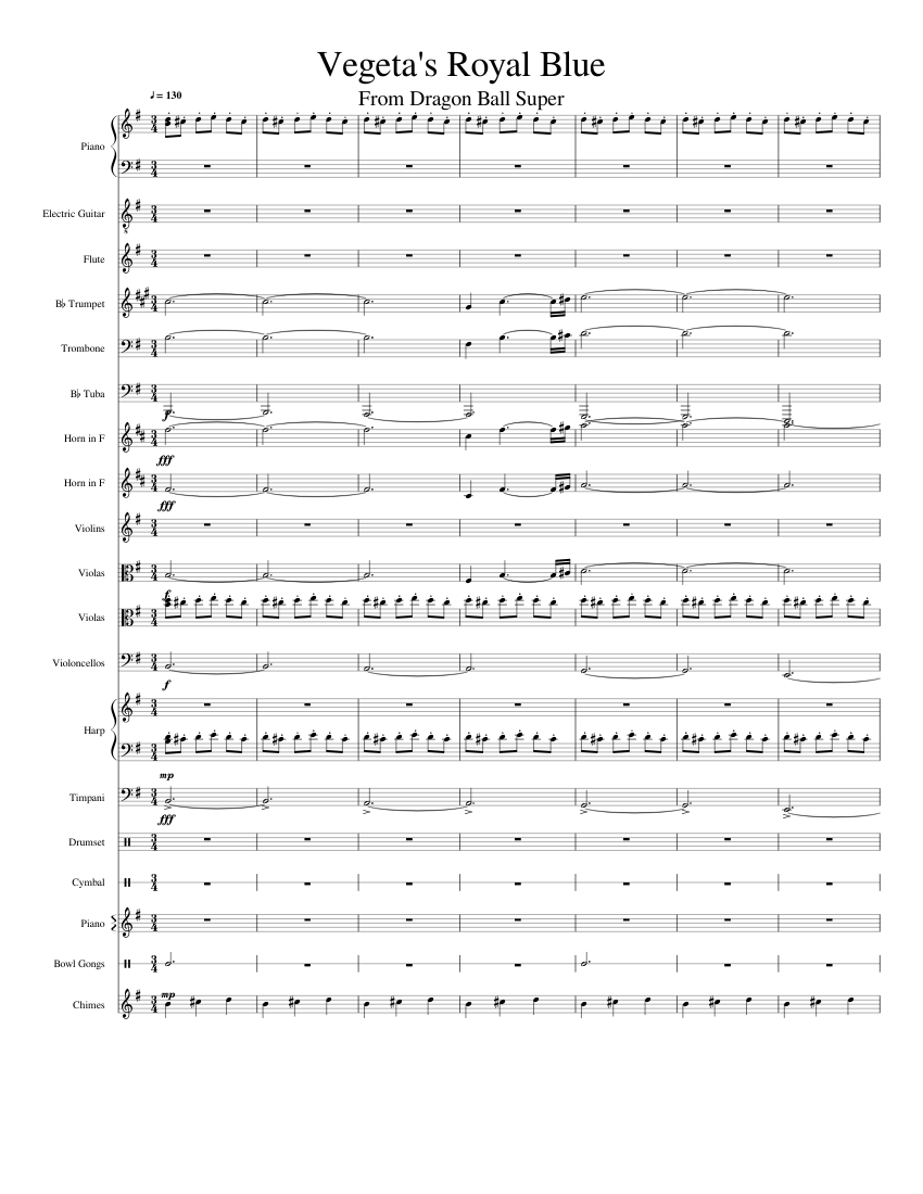 Vegeta's Royal Blue Sheet music for Piano, Trumpet (In B Flat