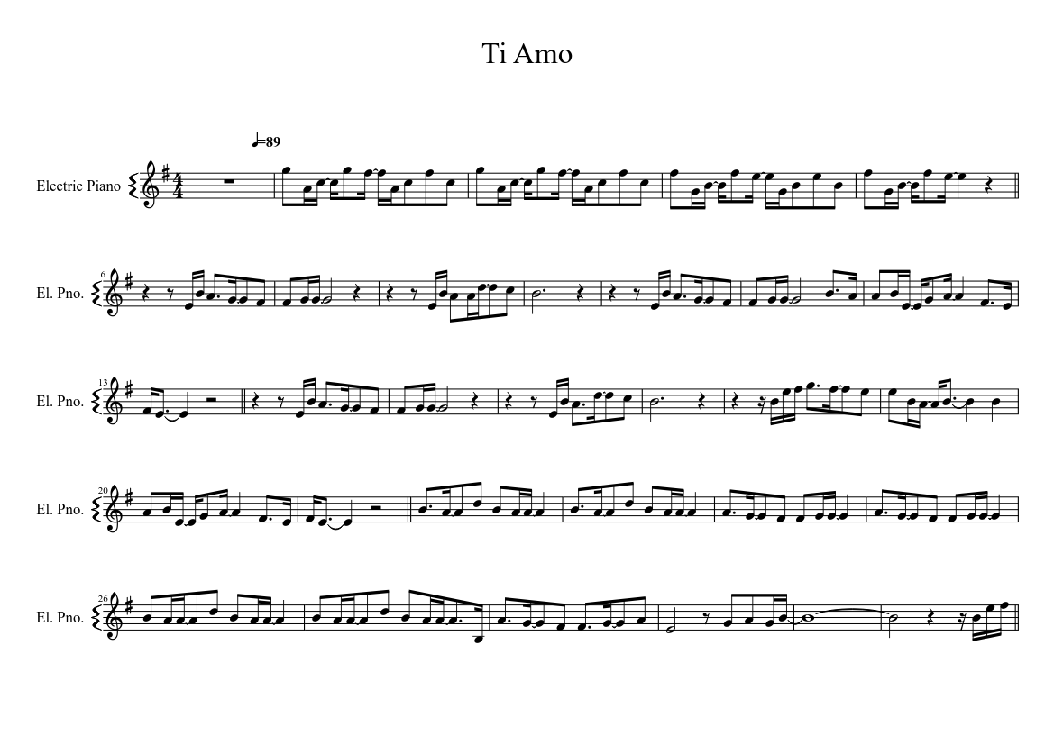 Ti Amo Sheet music for Piano (Solo) | Musescore.com