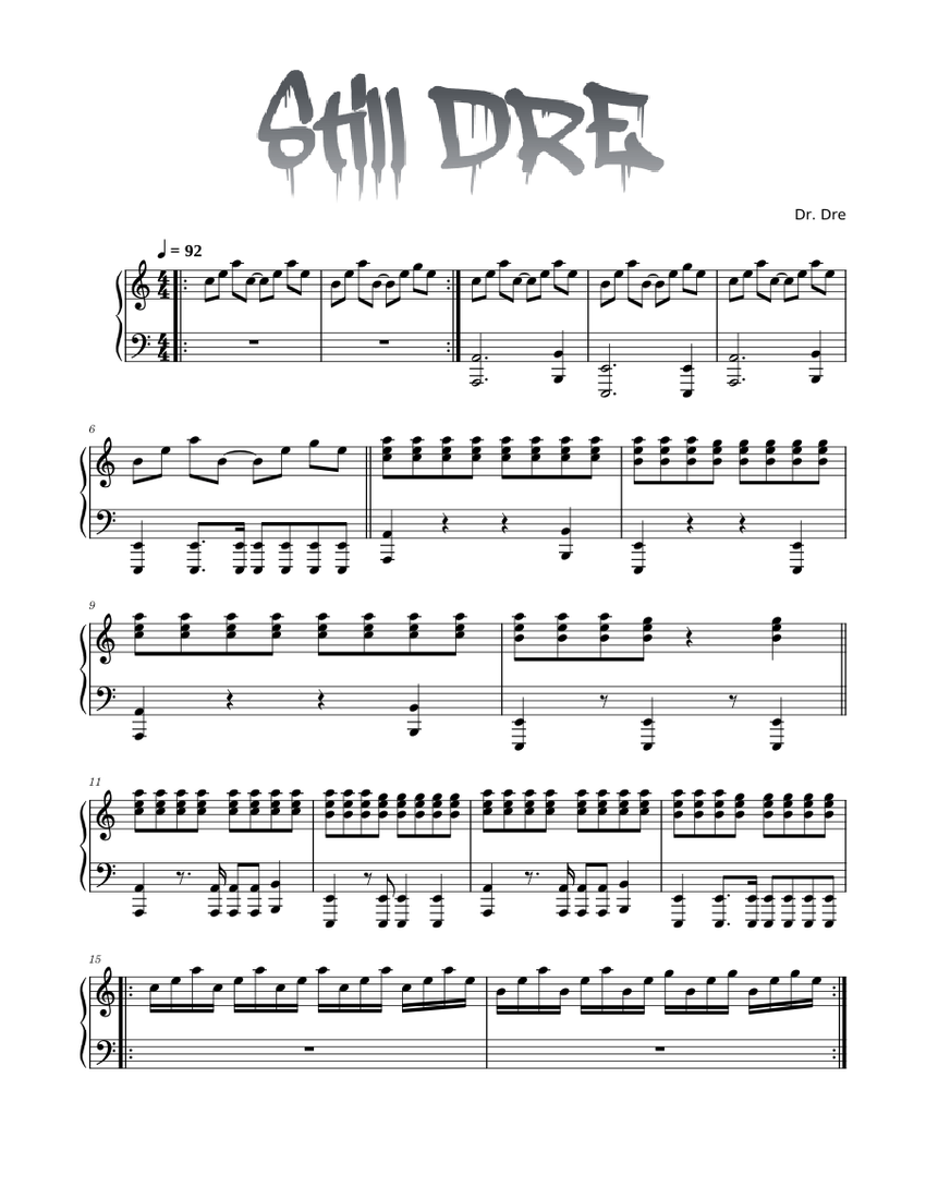Still D.R.E. - Variations Sheet music for Piano (Solo) | Musescore.com