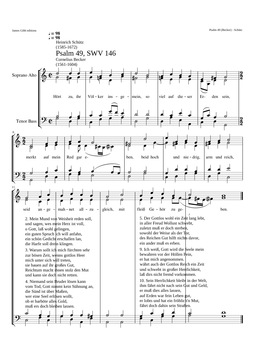 Hört zu ihr Völker in gemein SWV 146