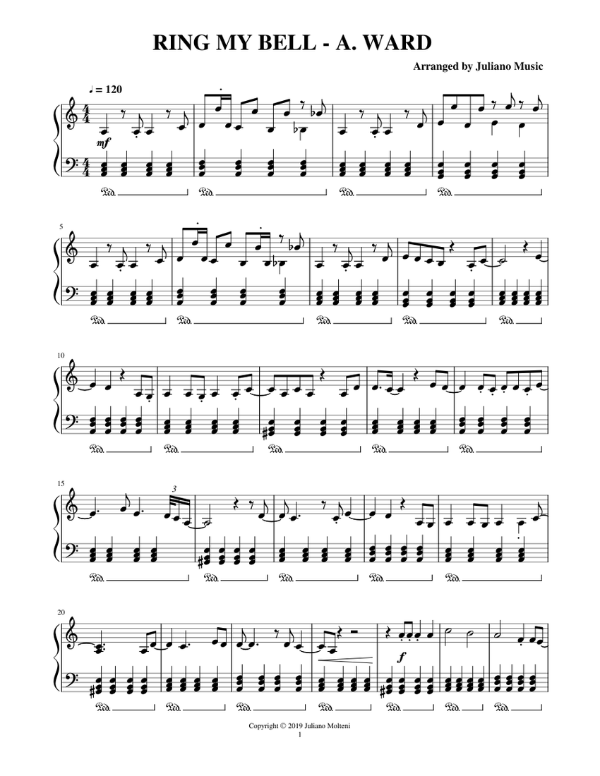 RING MY BELL (EASY PIANO) - ANITA WARD Sheet music for Piano (Solo) |  Musescore.com
