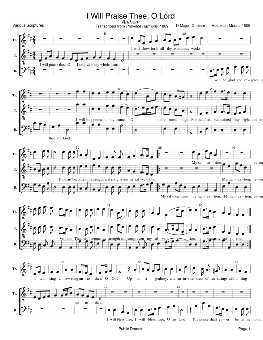 I will praise thee O Lord - Hezekiah Moors