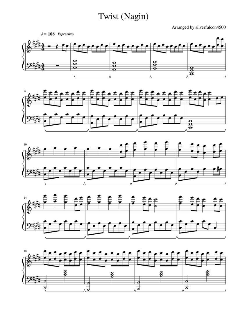 Nagin Twist Sheet Music For Piano Solo Musescore Com Nagin been dhun piano tutorial super hit dhun. nagin twist sheet music for piano solo