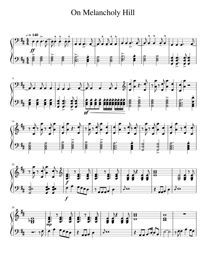 On Melancholy Hill Sheet music for Piano (Solo) | Musescore.com