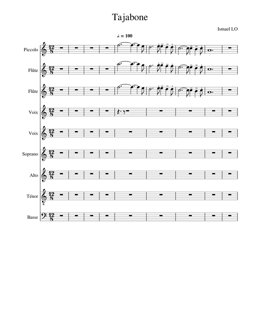 Tajabone Version Simplifiee Piccolo Sheet Music For Flute Vocals Soprano Tenor More Instruments Mixed Ensemble Musescore Com Текст песни в английской транскрипции. piccolo sheet music