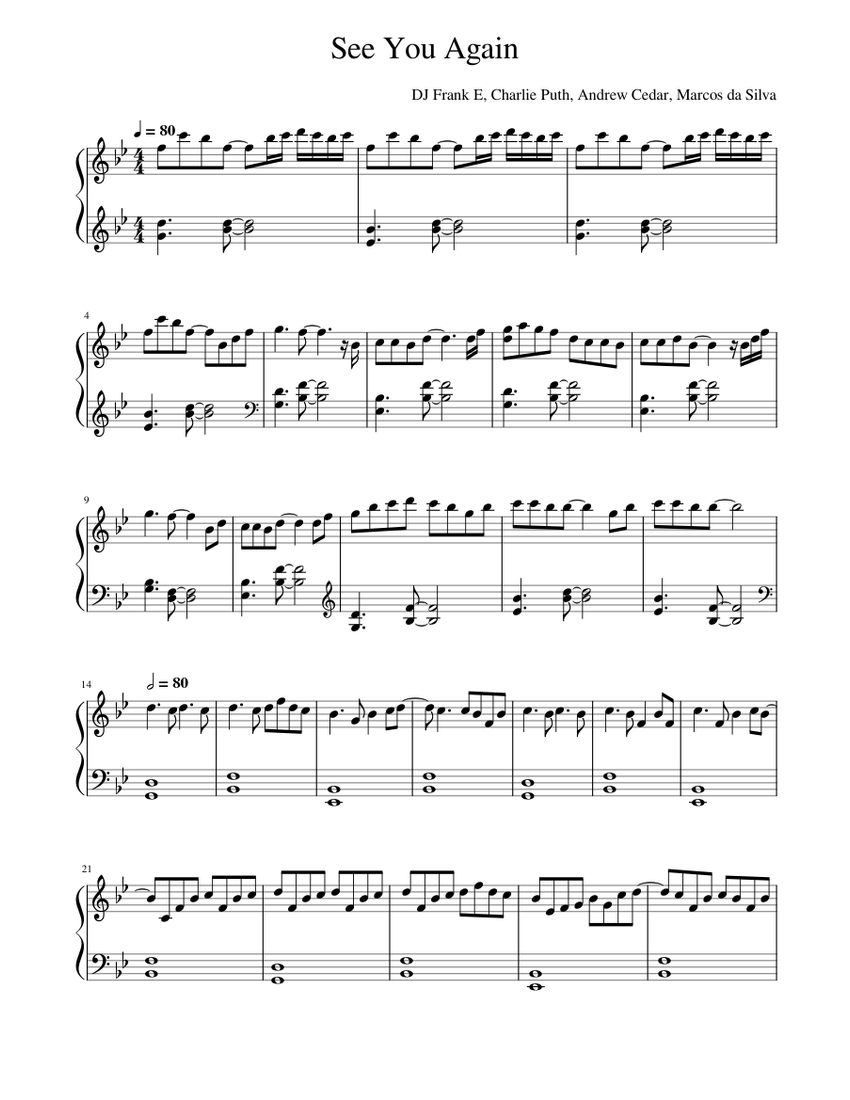 See You Again Sheet music for Piano (Solo) | Musescore.com