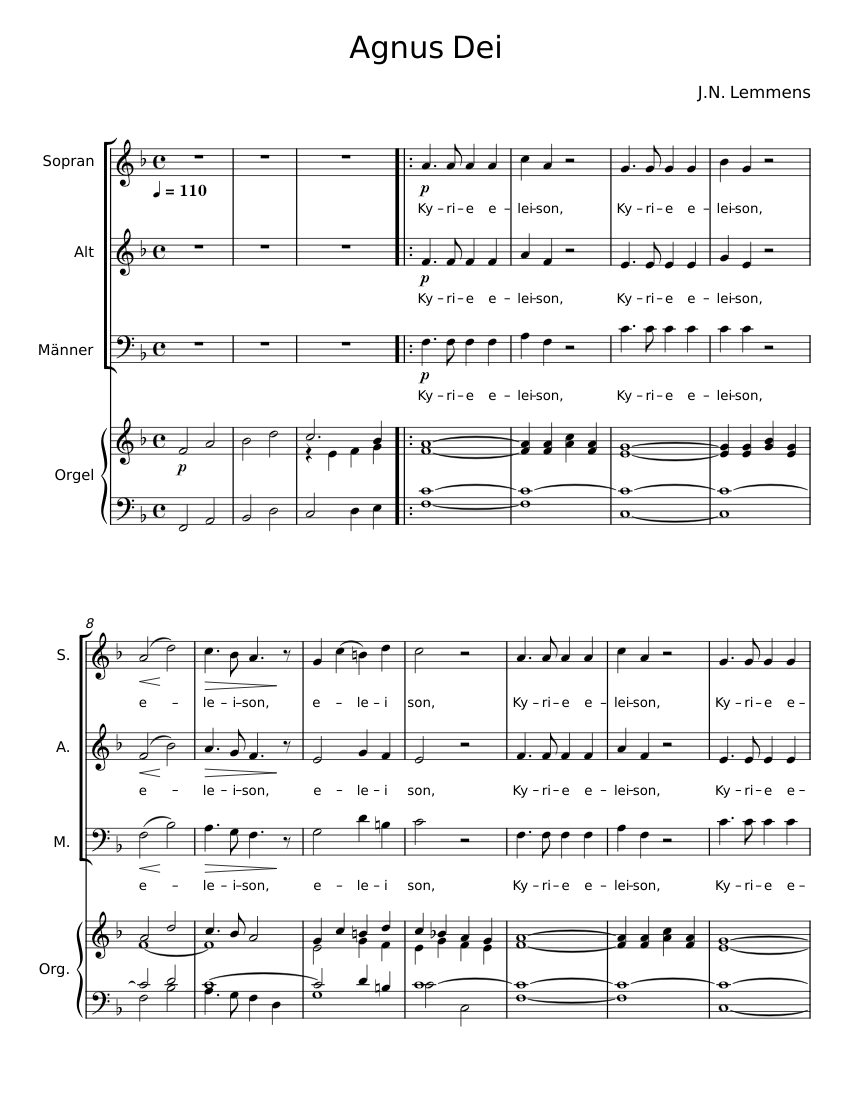 Agnus Dei – J. N. Lemmens Sheet music for Organ, Synthesizer (Mixed ...