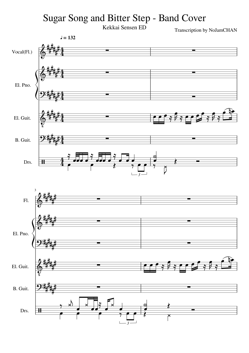 Sugar Song and Bitter Step - Band Cover Sheet music for Piano, Flute ...