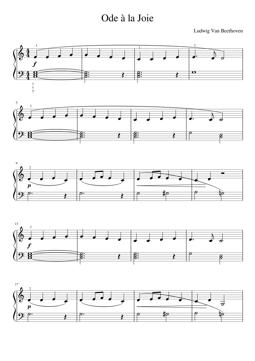 Ode à la Joie Sheet music for Piano (Solo) Easy | Musescore.com
