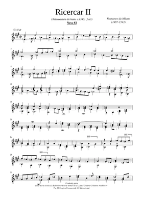Francesco da Milano sheet music | Play, print, and download in PDF or MIDI  sheet music on Musescore.com