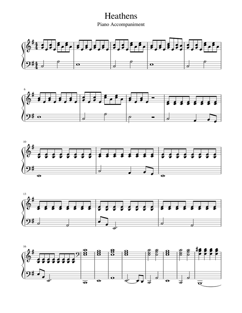 Heathens Piano Accompaniment Sheet music for Piano (Solo) | Musescore.com