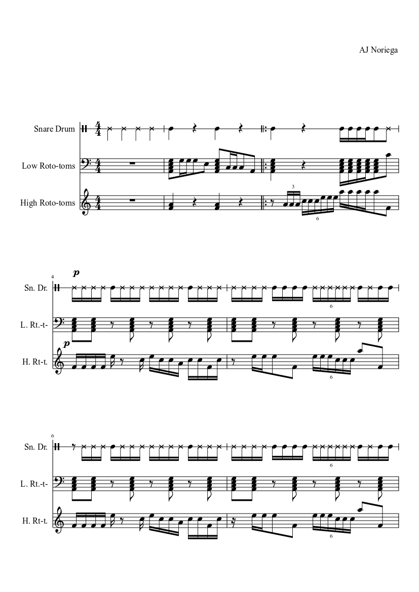 Spice Drumline Cadence Sheet music for Snare drum, Rototom (Percussion  Trio)