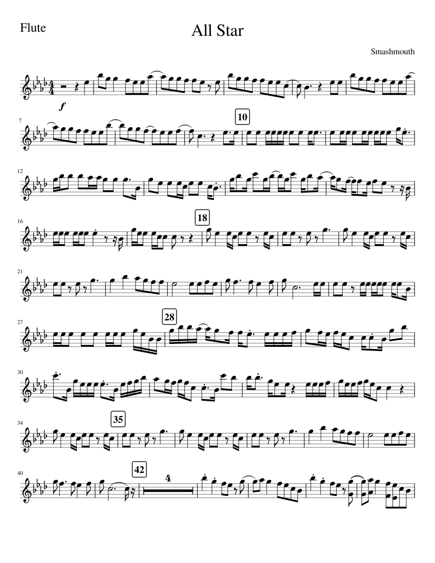 All Star - Flute Sheet Music for Flute (Solo) | MuseScore.com
