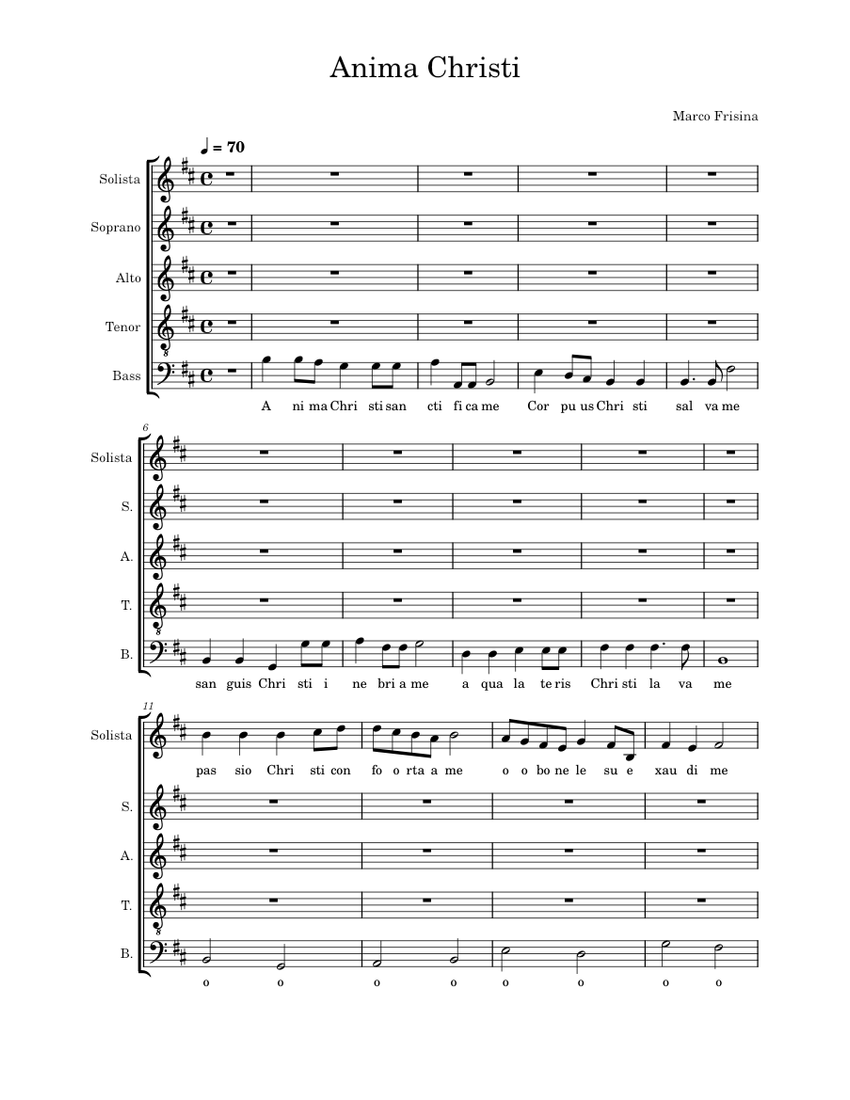 Anima Christi bassi Sheet music for Soprano, Alto, Tenor, Bass voice ...
