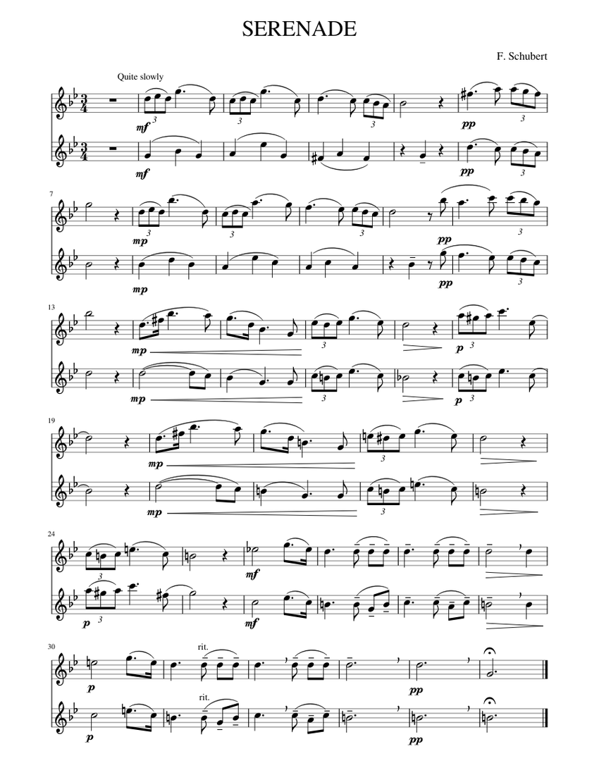 SERENADE Sheet music for in bflat, Saxophone tenor (Woodwind