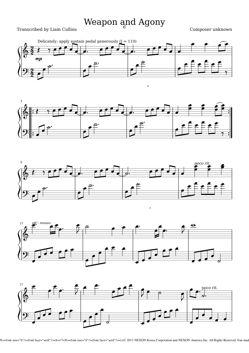 Weapon And Agony Sheet music for Piano (Solo) | Musescore.com