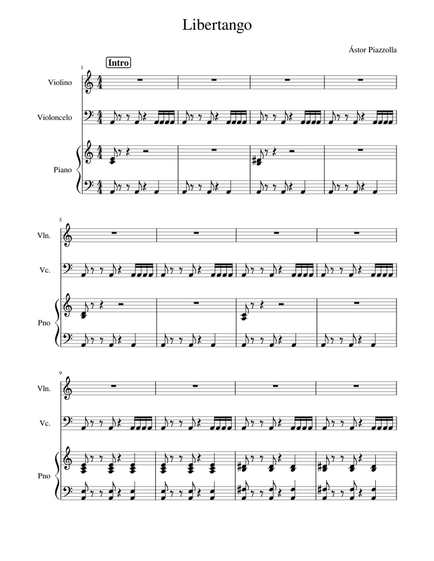 Libertango TC Sheet music for Piano, Violin, Cello (Piano Trio) |  Musescore.com