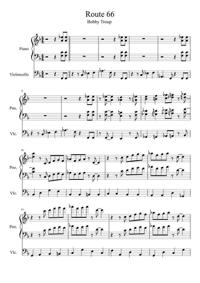 Route 66 Sheet music for Piano (Solo) | Musescore.com