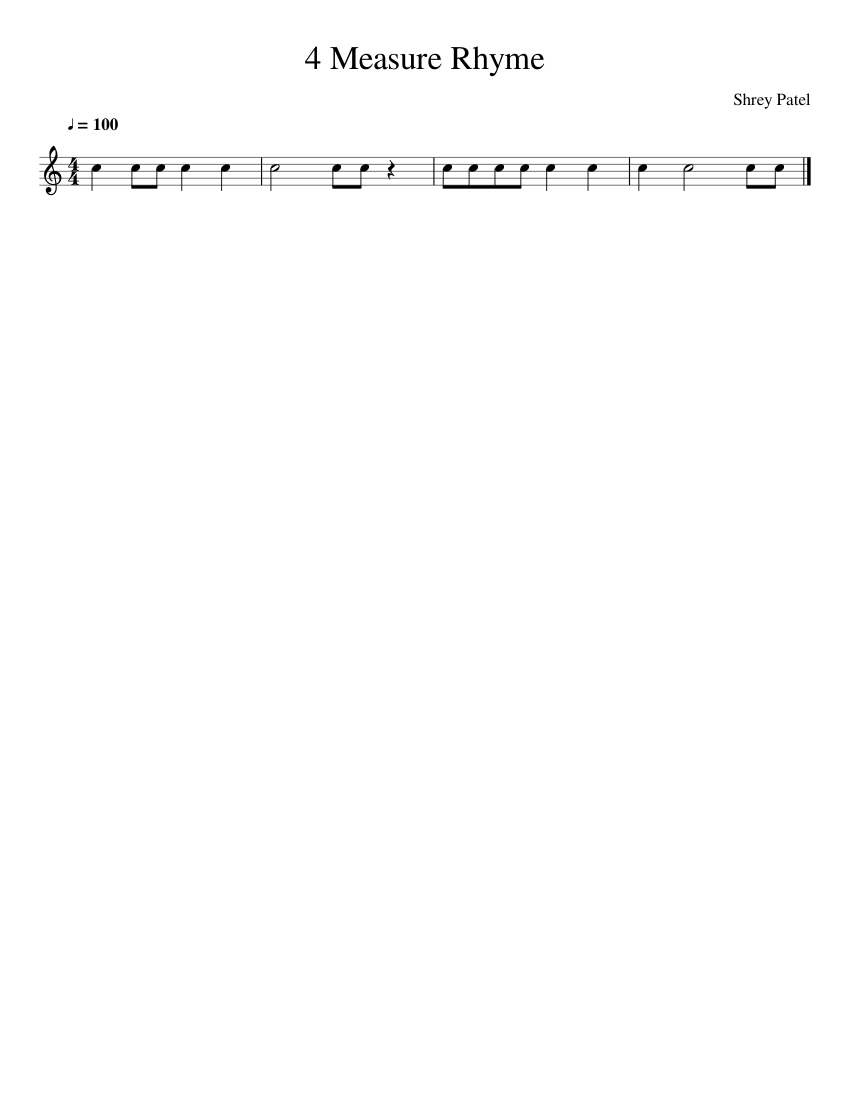 4 Measure Rhyme Sheet music for Piano (Solo) | Musescore.com