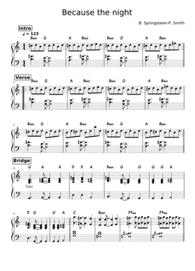 Free Because The Night by Patti Smith sheet music | Download PDF or print  on Musescore.com