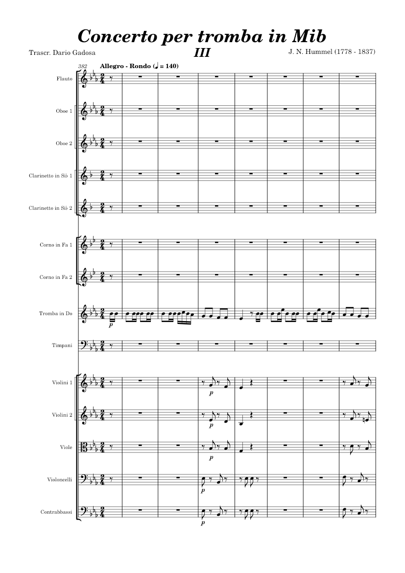 Johann Nepomuk Hummel trumpet concerto III allegro rondo Sheet Music ...