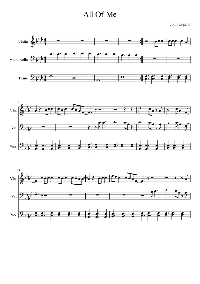 All Of Me (3 Part) Sheet music for Piano, Violin, Cello (Mixed Trio) |  Musescore.com