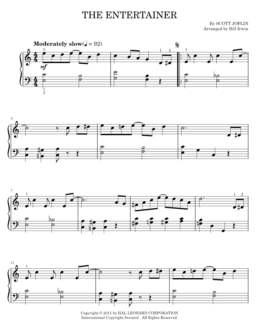 Play Official version of The entertainer Sheet Music by Scott Joplin ...