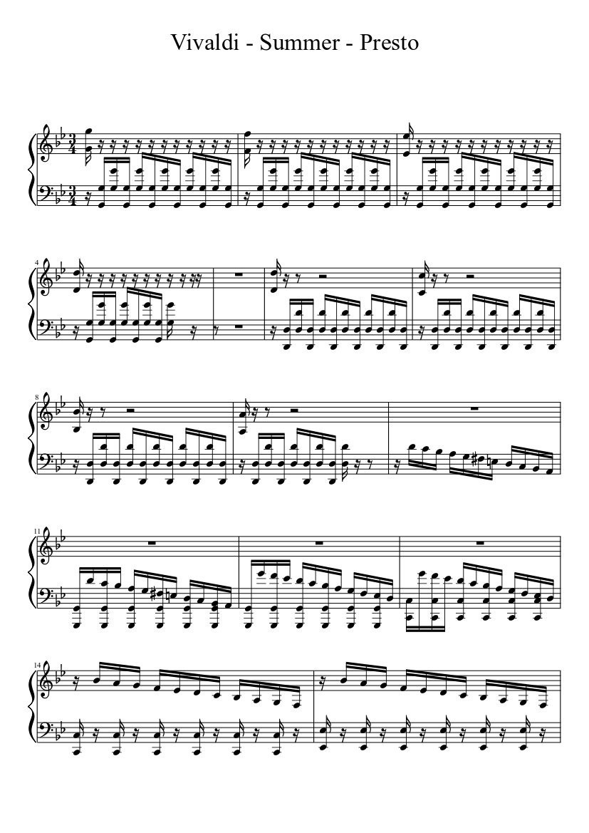 Vivaldi - Summer - Piano Sheet music for Piano (Solo) | Musescore.com