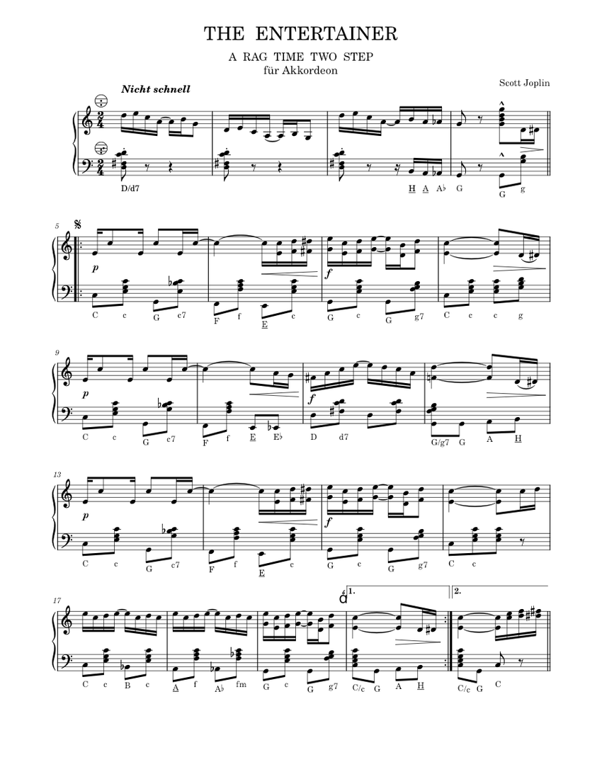 The Entertainer – Scott Joplin Sheet music for Piano (Solo) | Musescore.com
