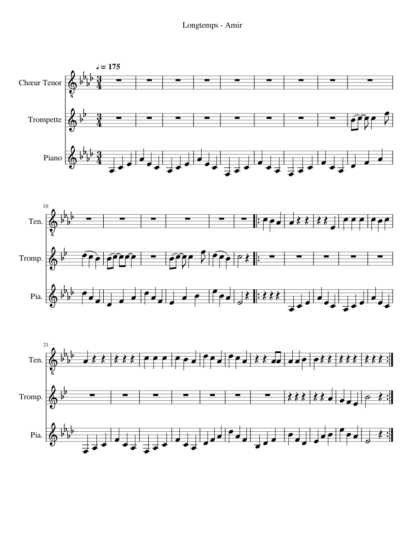 Longtemps Amir Sheet Music For Piano Mixed Trio Musescore Com From the 17th, 18th, and 19th centuries. amir sheet music for piano mixed trio