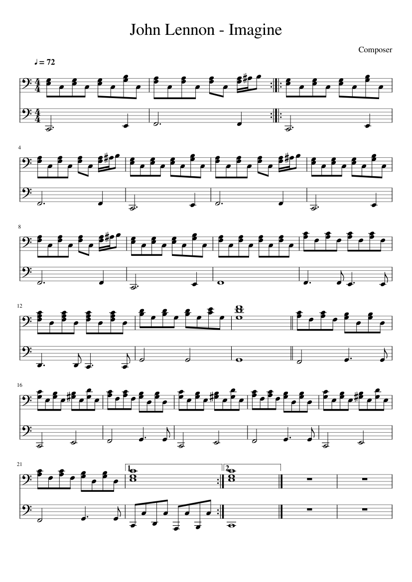 Imagine - John Lennon Sheet music for Piano (Solo) Easy | Musescore.com