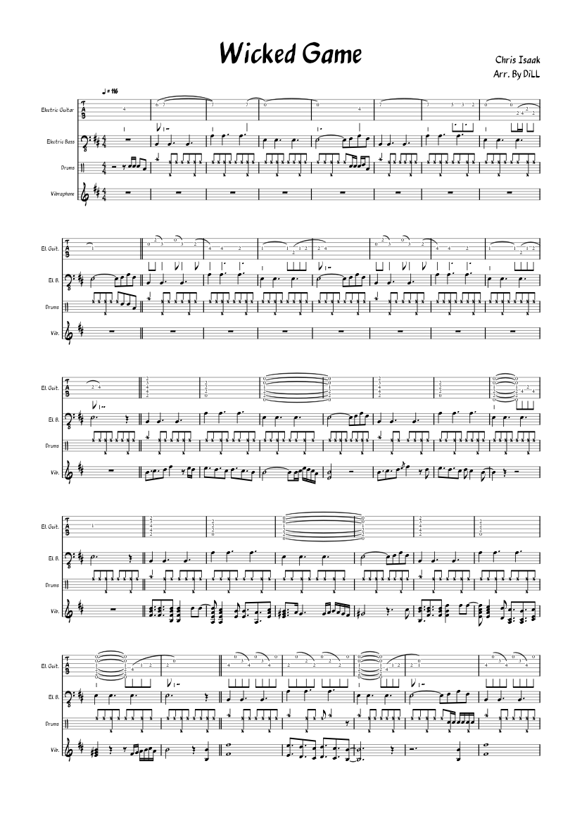 Wicked Riff Notes Wicked game – Chris Isaak (DiLL) Sheet Music and Tab for Vibraphone ...