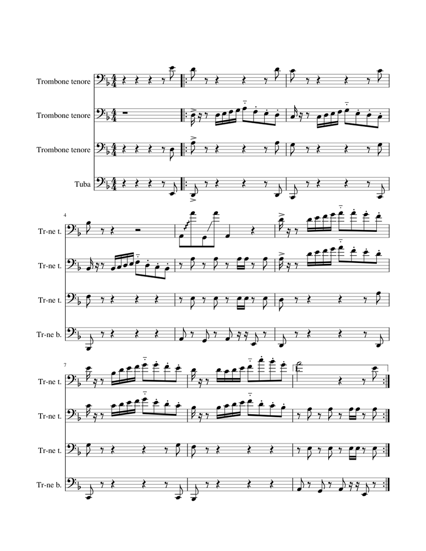 Qwart Sheet music for Trombone tenor, Trombone bass (Brass Quartet ...