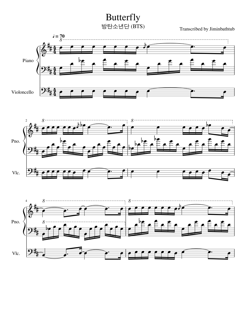 BTS - Butterfly for Cello Sheet music for Piano, Cello (Solo) |  Musescore.com