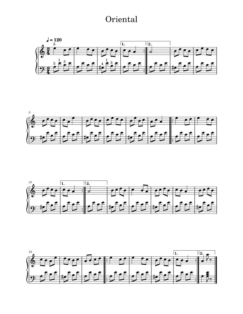 Oriental – Unknown Oriental Sheet music for Piano (Solo) | Musescore.com