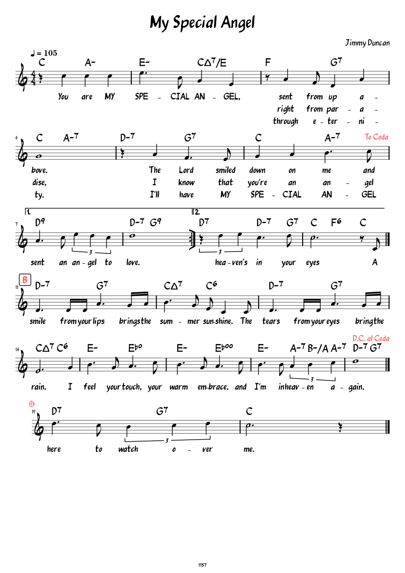 my-special-angel-lead-sheet-with-lyrics-sheet-music-with-chords-for