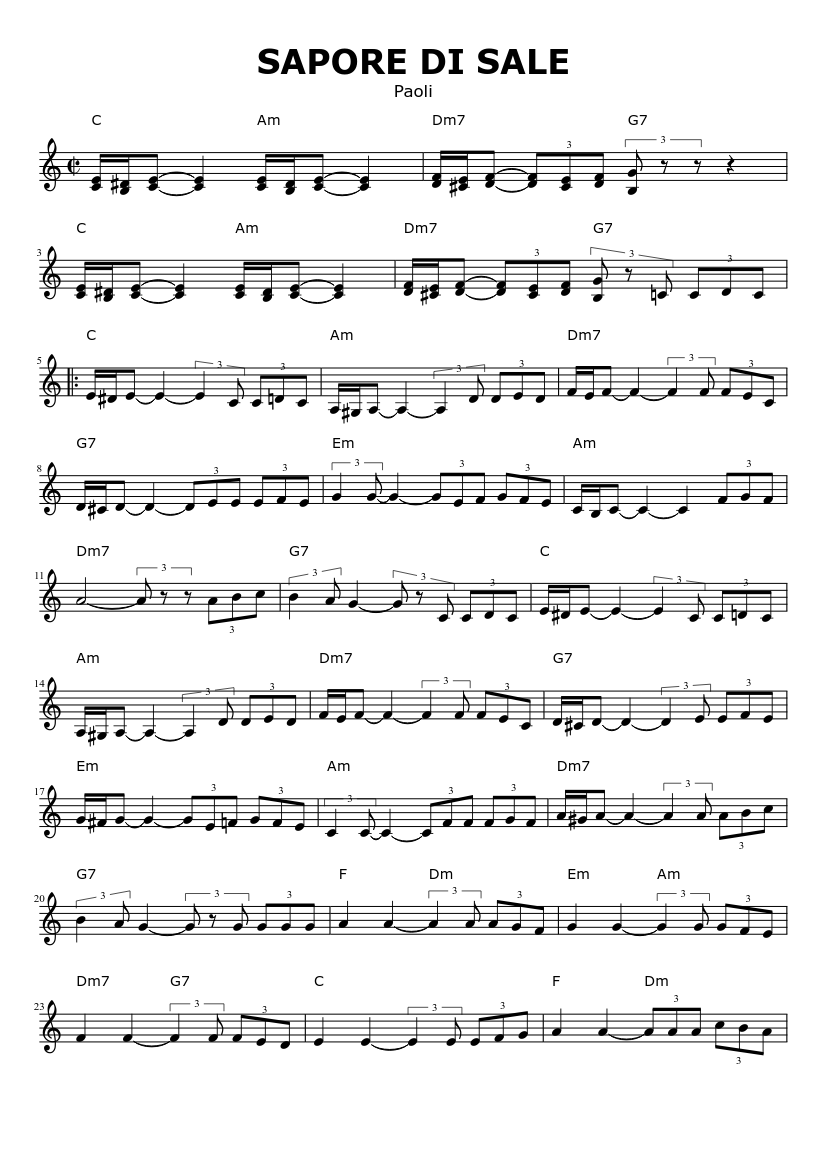 Sapore di sale Sheet music for Piano (Solo) | Musescore.com