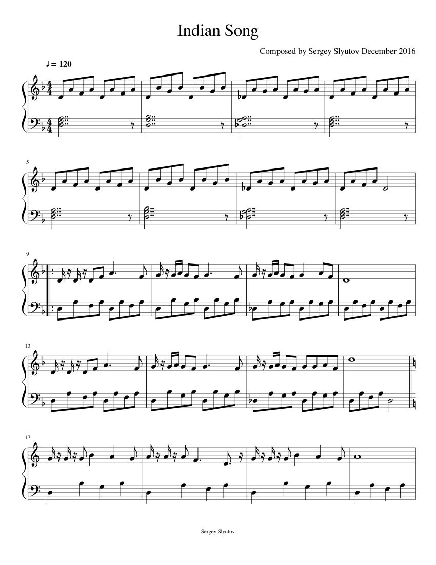 Indian Song Sheet music for Piano (Solo) Easy | Musescore.com