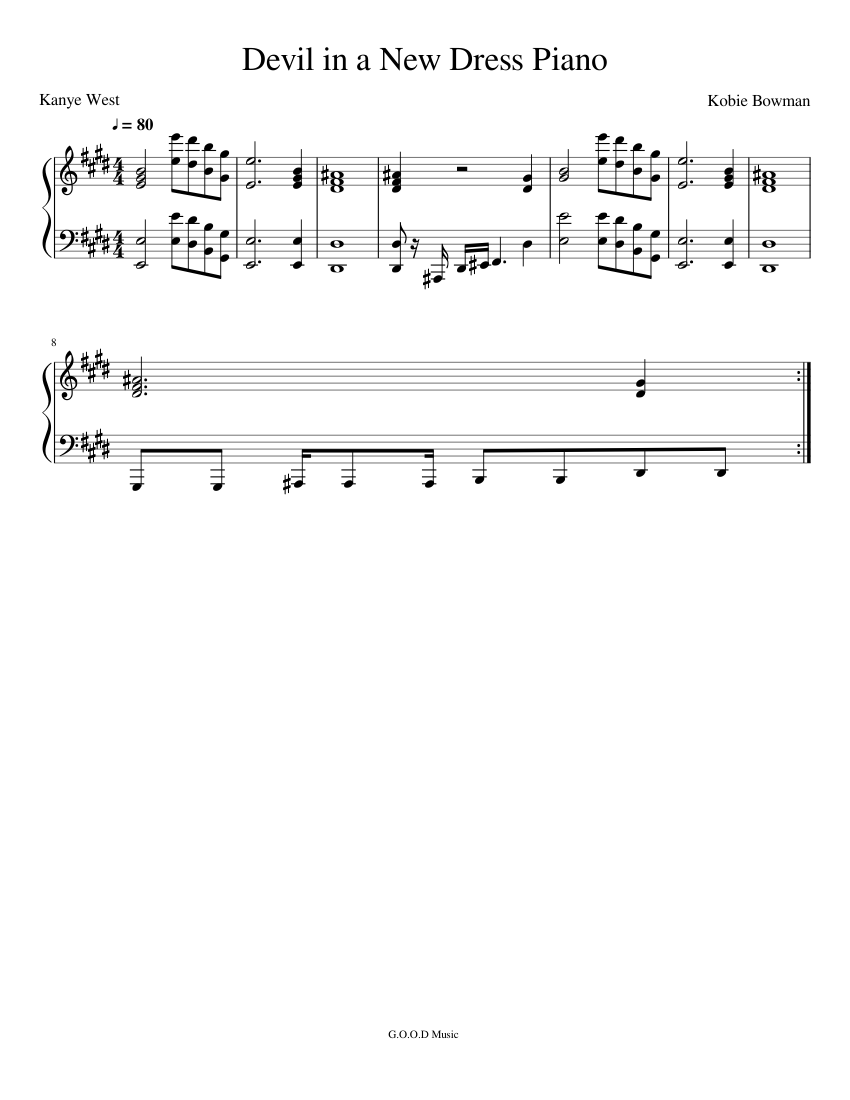 Devil in a New Dress Piano Sheet music for Piano (Solo) | Musescore.com