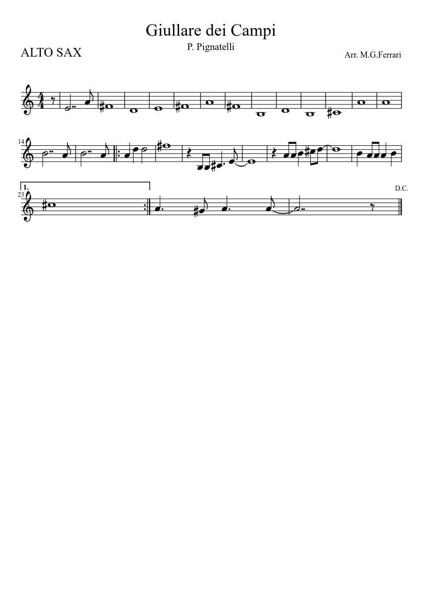 Giullare dei Campi - Sax alto Sheet music for Saxophone alto (Solo) |  Musescore.com