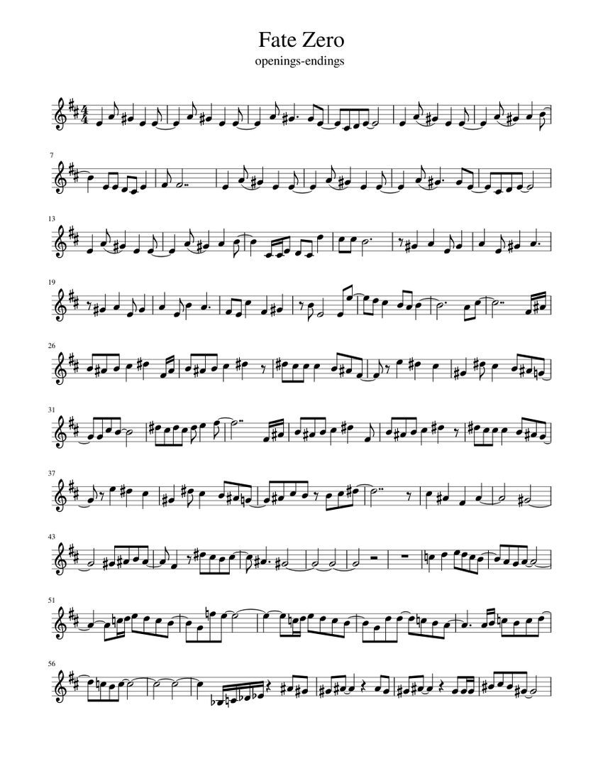 Fate Zero Sheet music for Saxophone tenor (Solo)