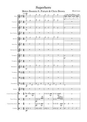 Superhero – Metro Boomin Sheet music for Trombone, Tuba, Oboe, Saxophone  alto & more instruments (Marching Band)