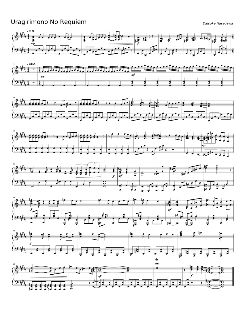 Jojo Vento Aureo Op 2 Traitor S Requiem Uragirimono No Requiem Sheet Music For Piano Solo Musescore Com - jojo roblox piano sheets