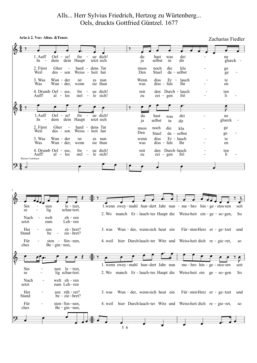 Zacharias Fiedler - Alls Herr Sylvius Aria