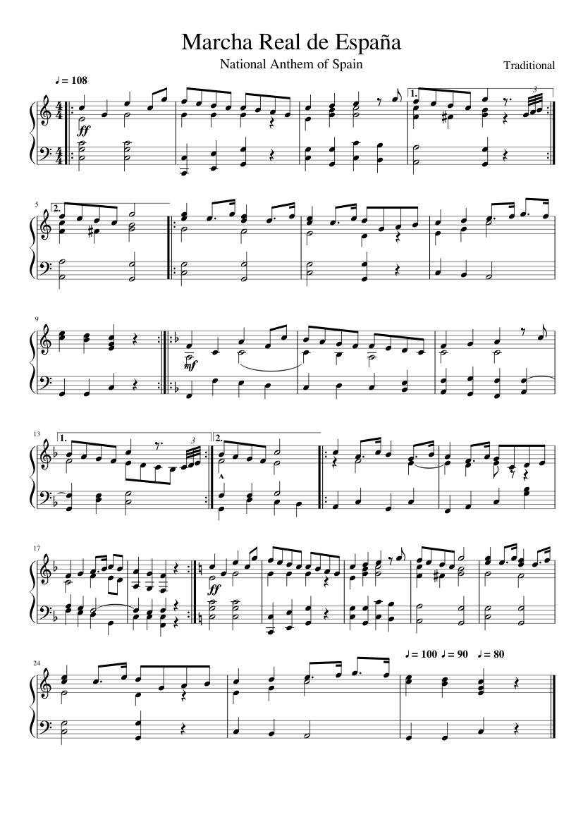 Marcha Real de España Sheet music for Piano (Solo) | Musescore.com