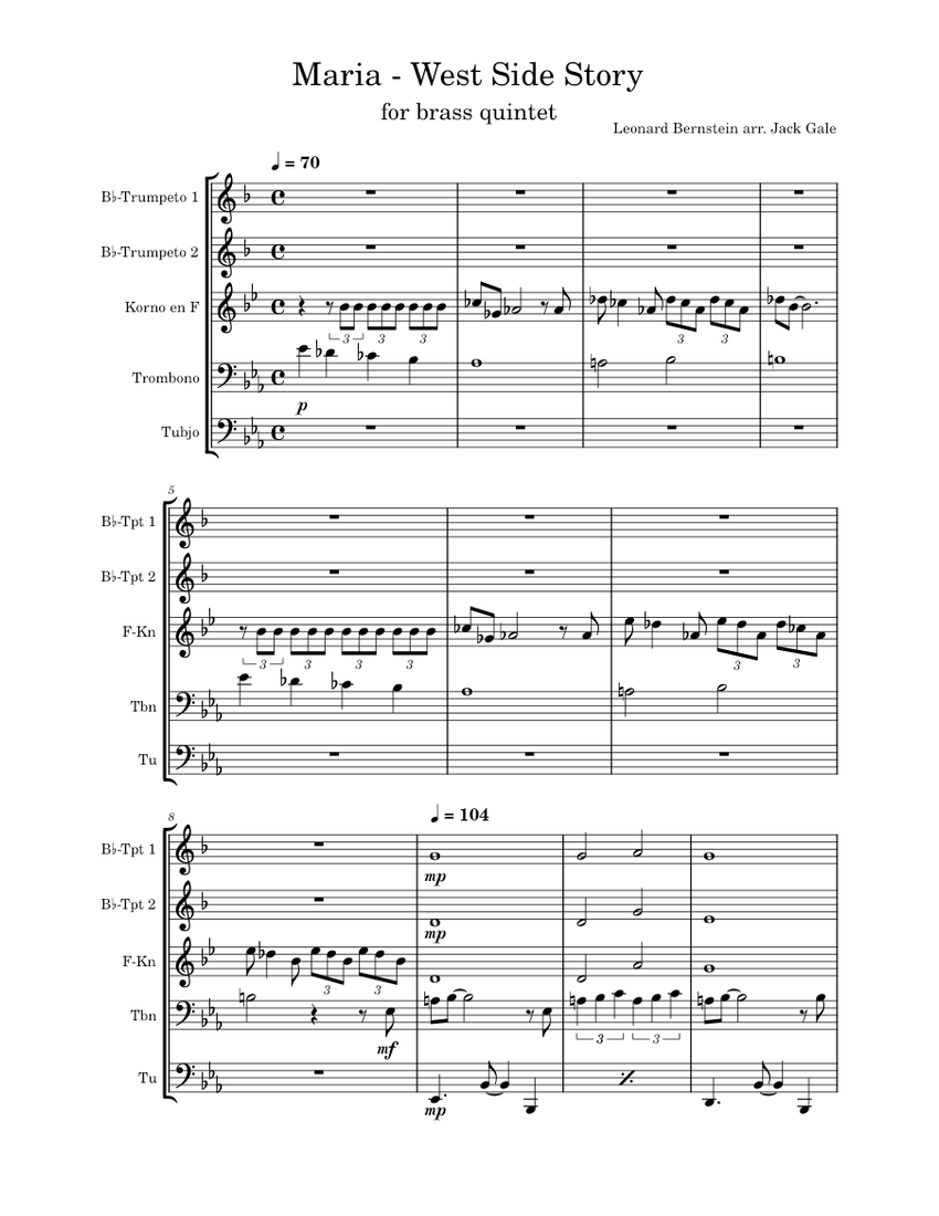 (Brass Quintet) Maria from West Side Story - Leonard Bernstein arr ...
